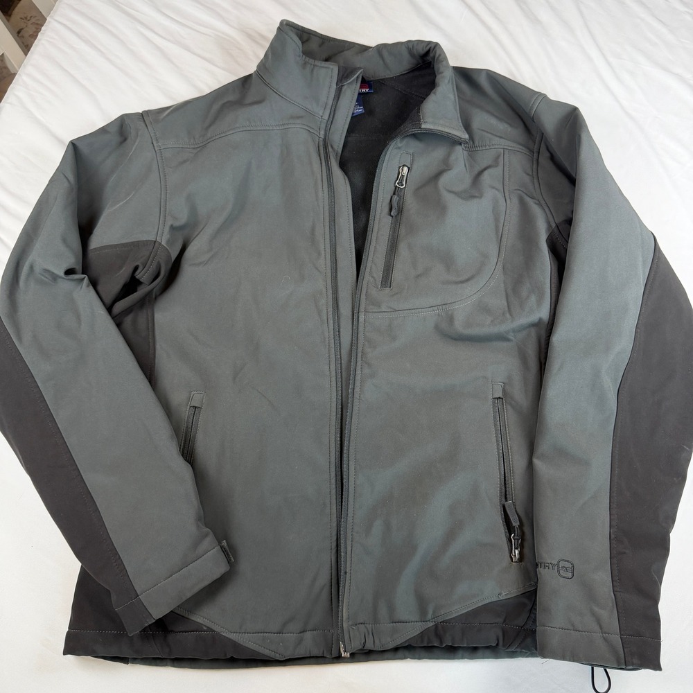 Free Country Mens Softshell Jacket Gray Black Water Resistant Fleece Lined M
